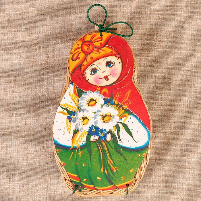 Футляр подарочный «Матрёшка с ромашками», малая, ива 12х5х20 см