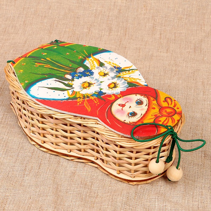 Футляр подарочный «Матрёшка с ромашками», малая, ива 12х5х20 см