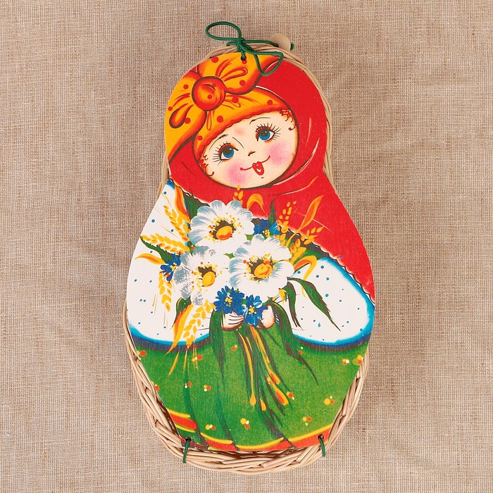 Футляр подарочный «Матрёшка с ромашками», средняя, ива 15х6х25 см