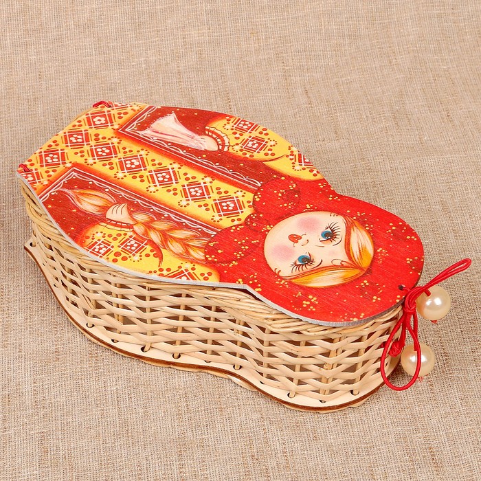 Футляр подарочный «Матрёшка Ладушка», малая, ива 12х5х20 см