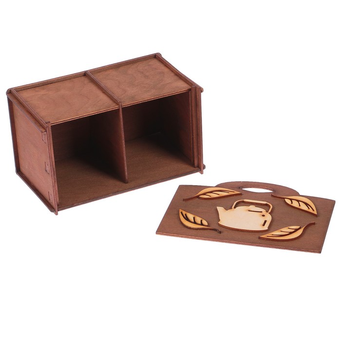 Чайный домик «Листочки», на 2 отдела, с выдвижной крышкой, 11,3х20х14 см