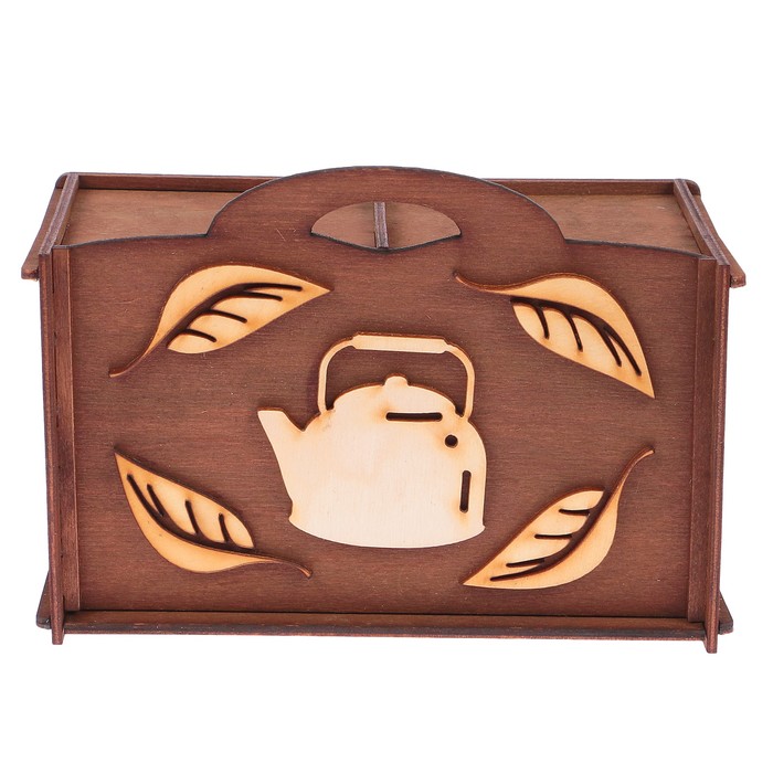 Чайный домик «Листочки», на 2 отдела, с выдвижной крышкой, 11,3х20х14 см