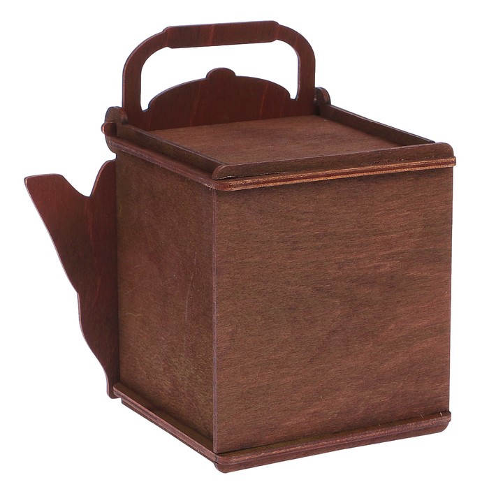 Чайный домик «Чайник», с инкрустацией берестой, с откидной крышкой, 11,8х15х15,7 см