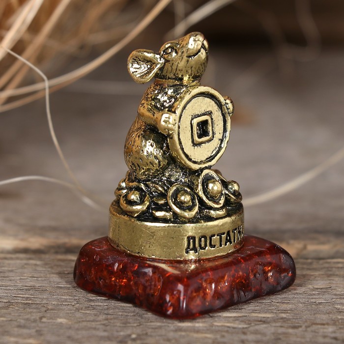 Фигурка мышка на камне "Достатка", 3,5 х 2,2 х 2,2 см