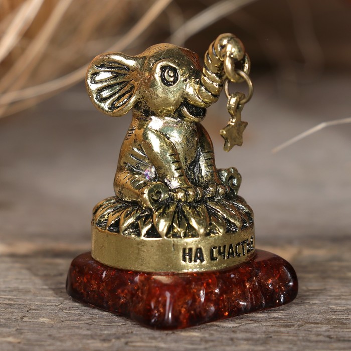 Фигурка слон на камне "На счастье", 3,5 х 2,6 х 2,5 см