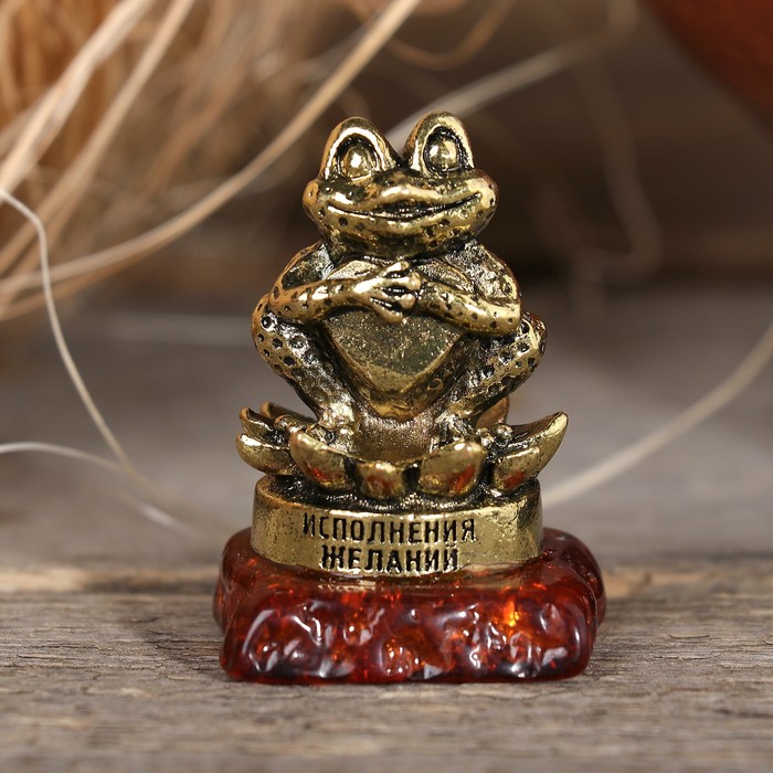 Фигура лягушка на камне "Исполнения желаний", 3,5 х 2,9 см