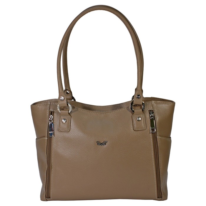 Сумка женская, отделение на молнии, натуральная кожа, цвет бежевый