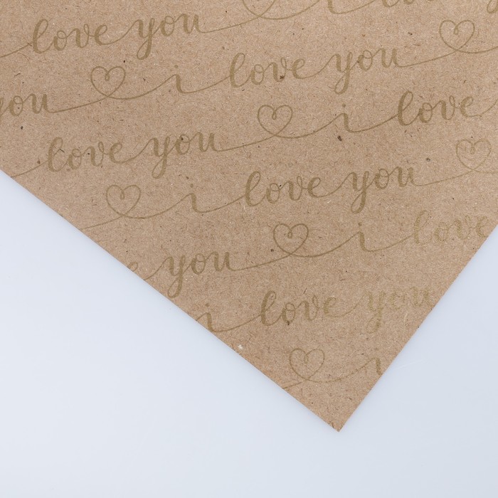 Бумага крафт с золотым цветом «Надписи», 50 х 70 см