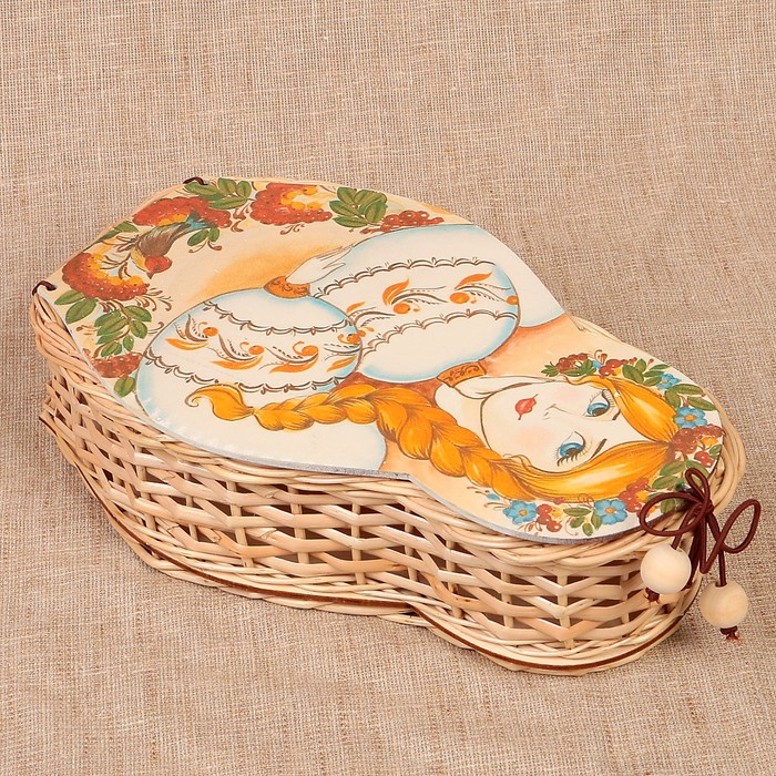 Футляр подарочный «Русская краса с рябинкой», средняя, ива 15х6х25 см