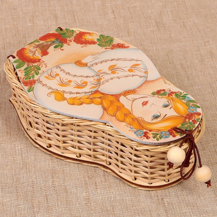 Футляр подарочный «Русская краса с рябинкой», малая, ива 12х5х20 см