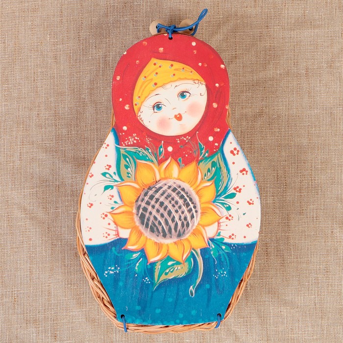Футляр подарочный «Матрёшка с подсолнухом», средняя, ива 15х6х25 см