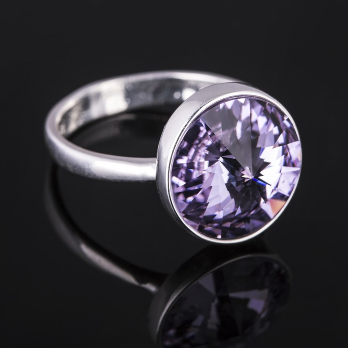 Кольцо бижар "Увлечение", размер 17, цвет сиреневый в серебре
