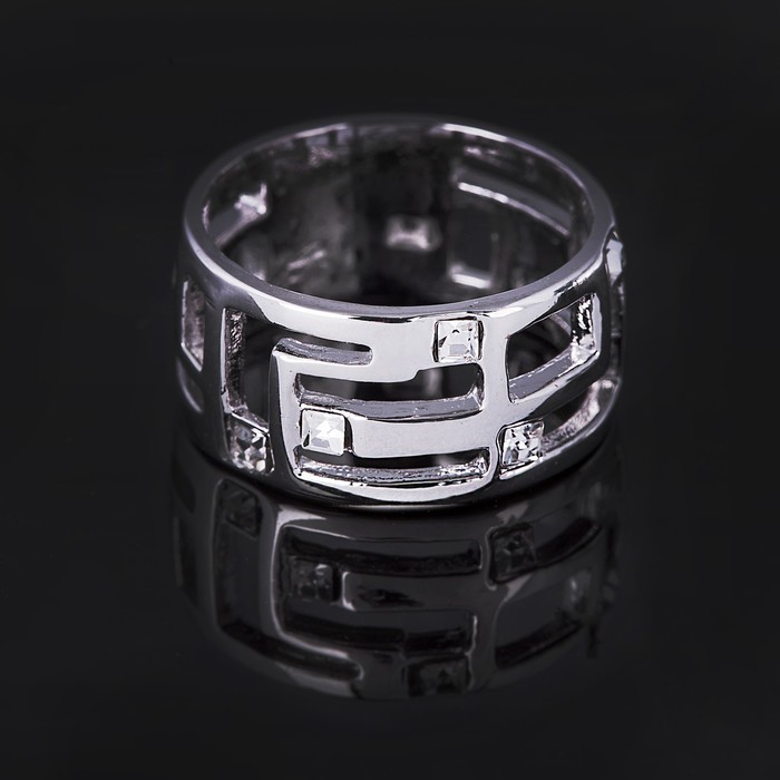Кольцо бижар "Аэлита", размер 18,5, цвет белый в серебрении с родированием