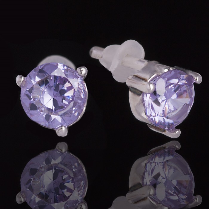 Серьги бижар "Римма", цвет светло-сиреневый в серебре