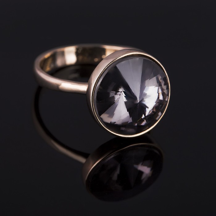 Кольцо бижар "Ночь", размер 17, цвет серый в золоте