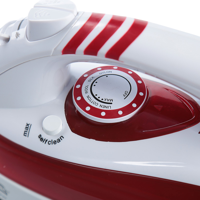 Утюг электрический "Добрыня" DO-3103, 2200 Вт, нержавеющая сталь, паровой удар, бело-красный