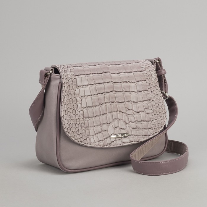 Сумка женская, отдел на молнии, наружный карман, длинный ремень, цвет сиреневый