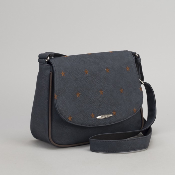 Сумка женская, отдел на молнии, наружный карман, длинный ремень, цвет синий