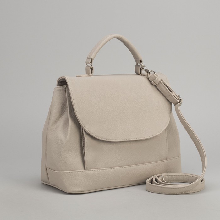 Сумка женская, отдел на молнии, длинный ремень, цвет бежевый