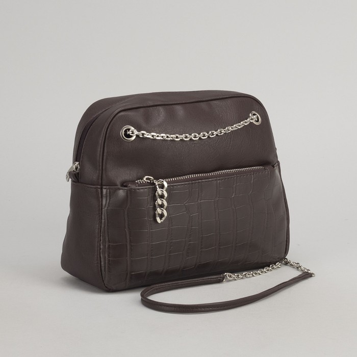 Сумка женская, отдел на молнии, наружный карман, цвет коричневый