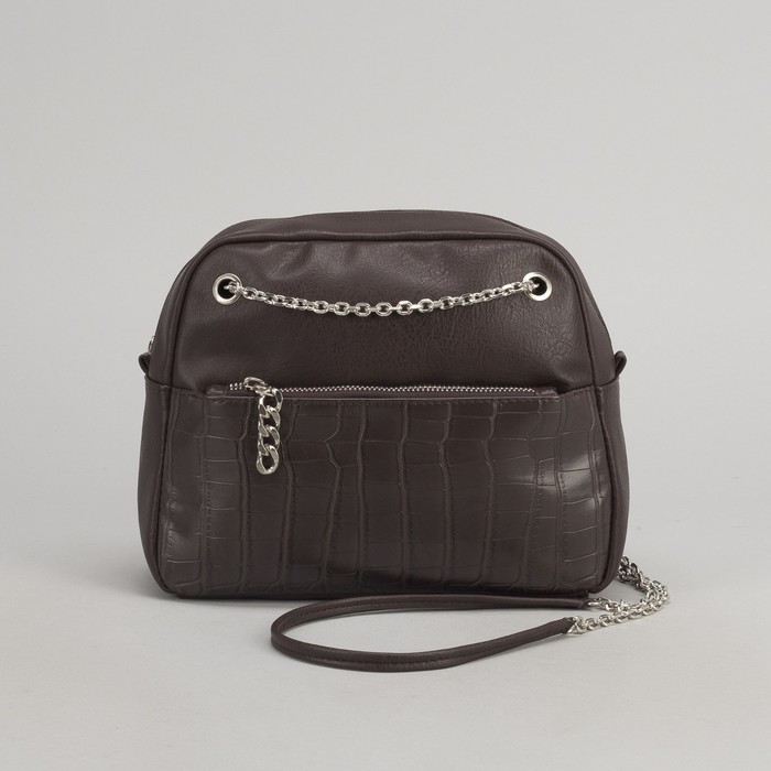 Сумка женская, отдел на молнии, наружный карман, цвет коричневый