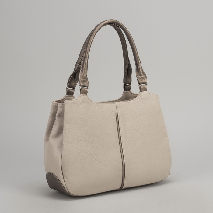 Сумка женская, отдел с перегородкой на молнии, бежевый/коричневый