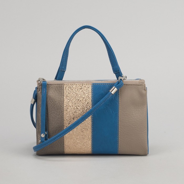 Сумка женская, отдел на молнии, длинный ремень, цвет синий