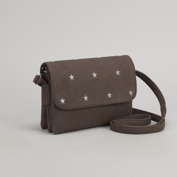 Сумка женская, отдел на молнии, регулируемый ремень, цвет коричневый