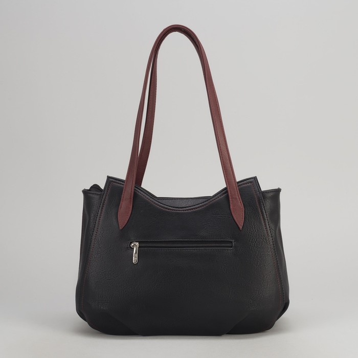 Сумка женская, отдел на молнии, 2 наружных кармана, цвет чёрный/бордовый