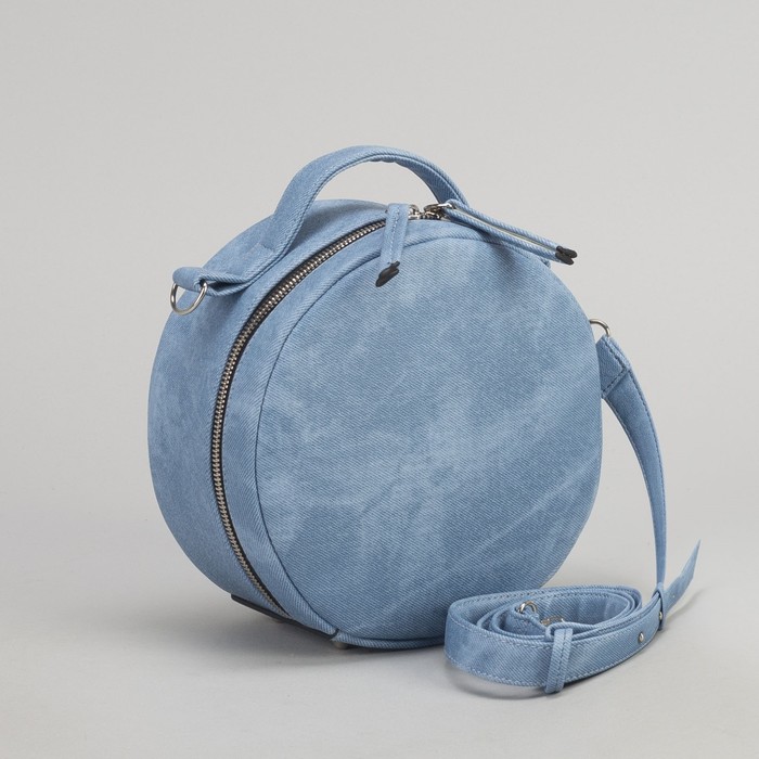 Сумка женская, отдел на молнии, наружный карман, регулируемый ремень, цвет голубой джинсовый