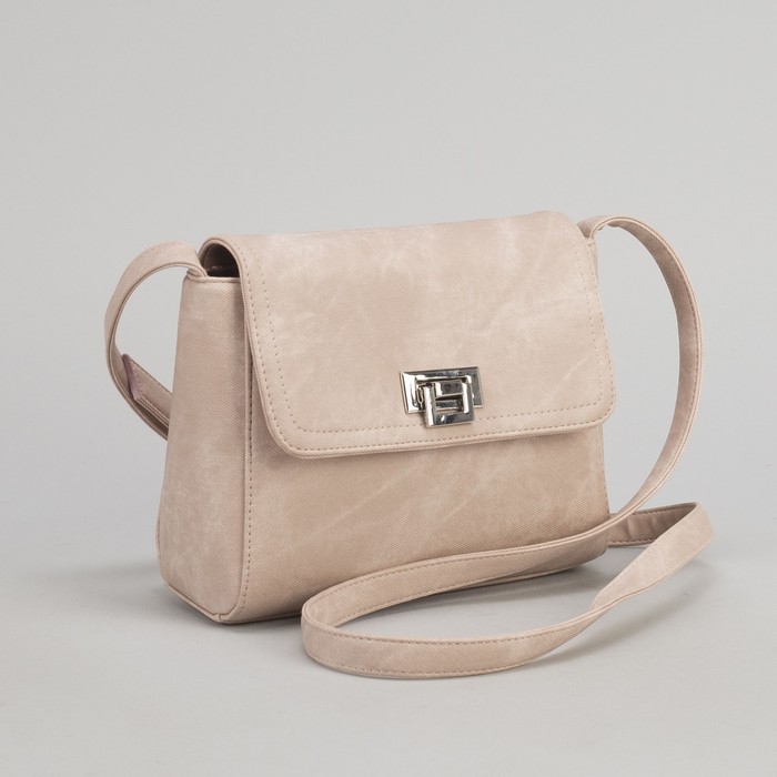 Сумка женская, отдел на клапане, регулируемый ремень, цвет пудровый