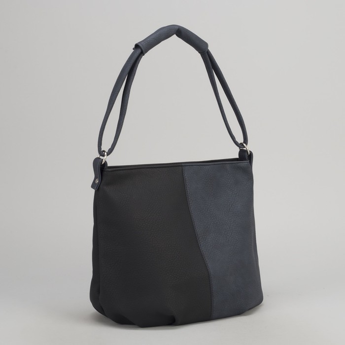 Сумка женская, отдел на молнии, наружный карман, цвет чёрный/синий