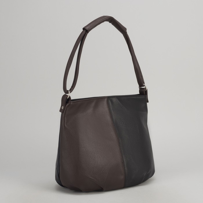 Сумка женская, отдел на молнии, наружный карман, цвет чёрный/коричневый