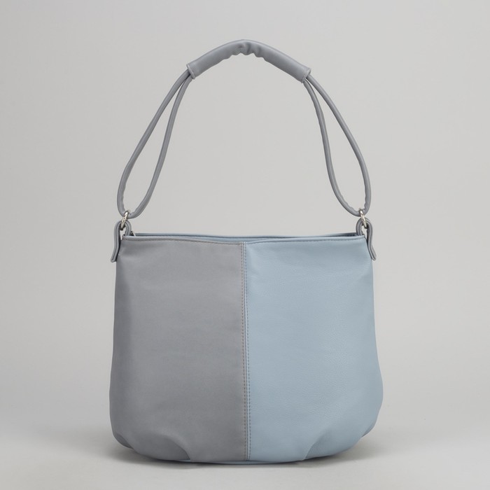 Сумка женская, отдел на молнии, наружный карман, цвет серый/голубой
