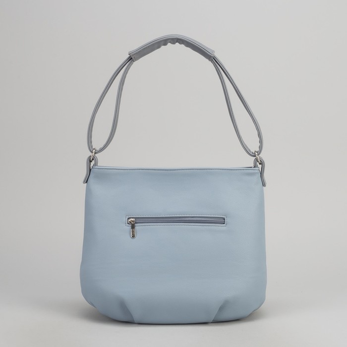 Сумка женская, отдел на молнии, наружный карман, цвет серый/голубой