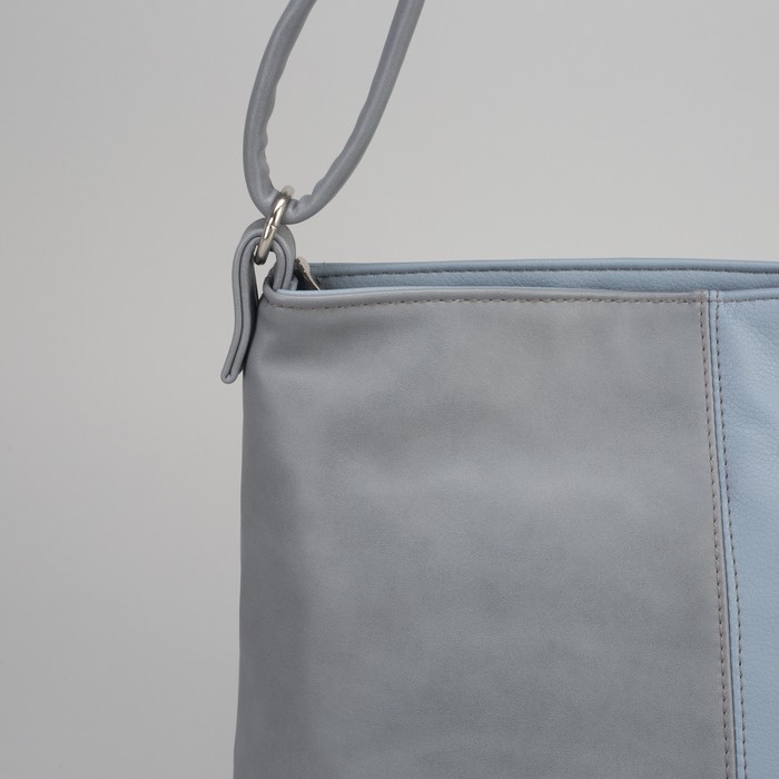 Сумка женская, отдел на молнии, наружный карман, цвет серый/голубой