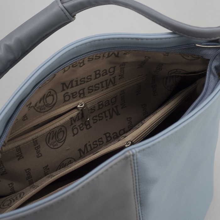 Сумка женская, отдел на молнии, наружный карман, цвет серый/голубой