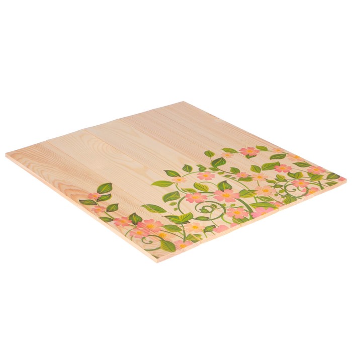 Фотофон из натурального дерева "Цветы", 50х50см