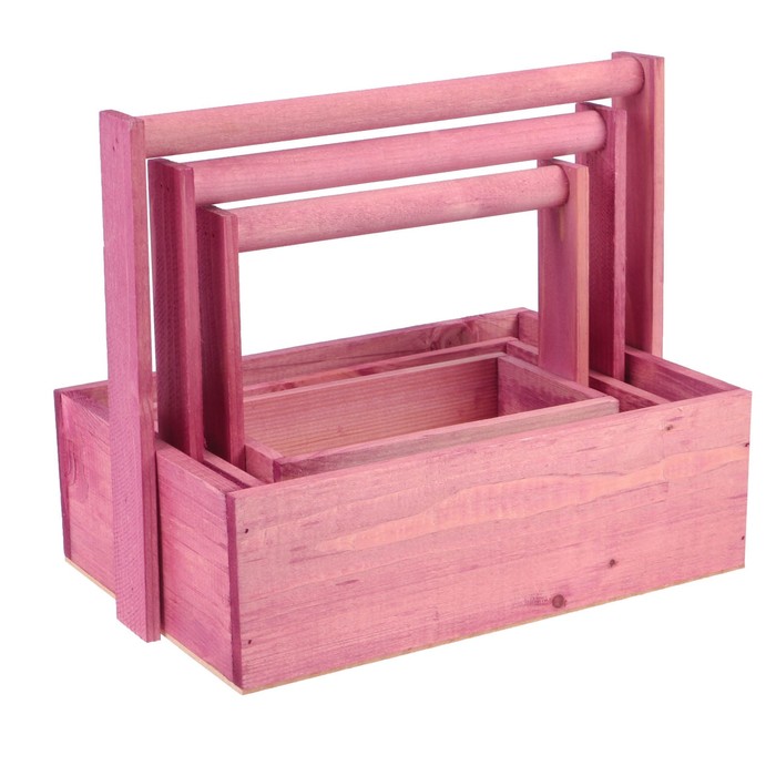 Набор кашпо "Классика" 3 в 1, из массива СОСНЫ, бордовый