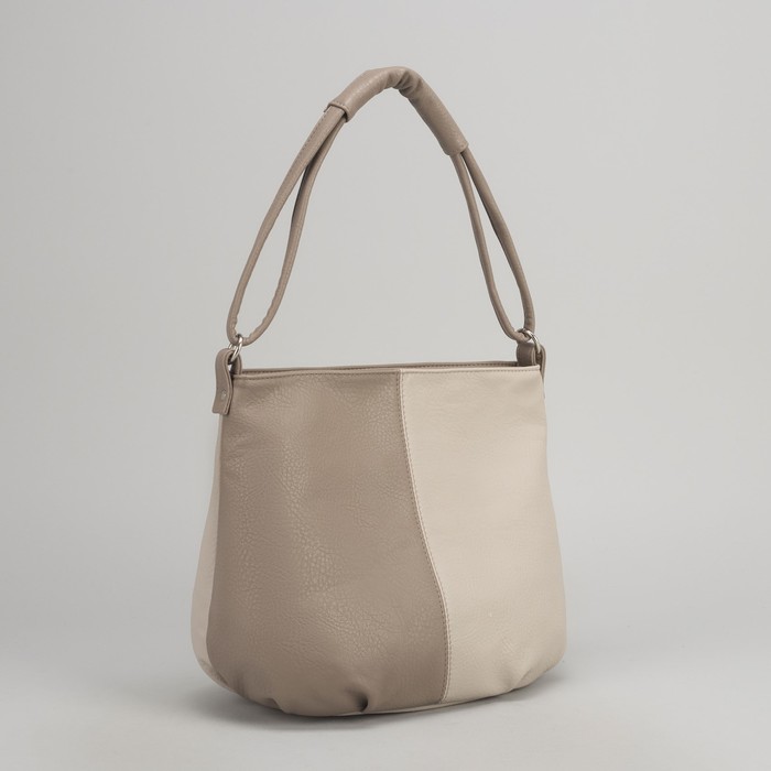 Сумка женская, отдел на молнии, наружный карман, цвет бежевый/тёмно-бежевый