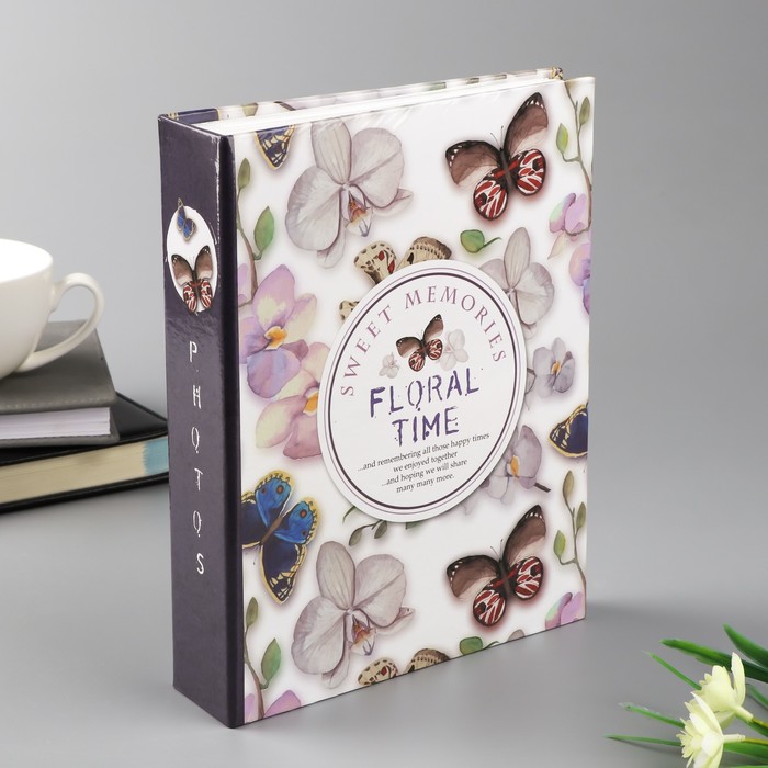 Фотоальбом на 200 фото 10х15 см "Орхидеи и бабочки" 23х18х5,5 см