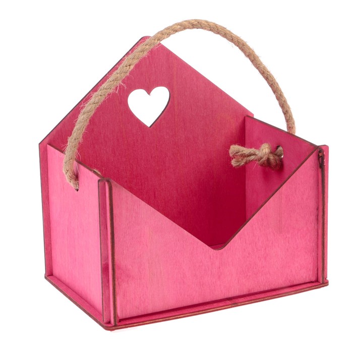 Кашпо флористическое "Вам письмо", ручка- шнур, бордовое, 17х12х17,5см