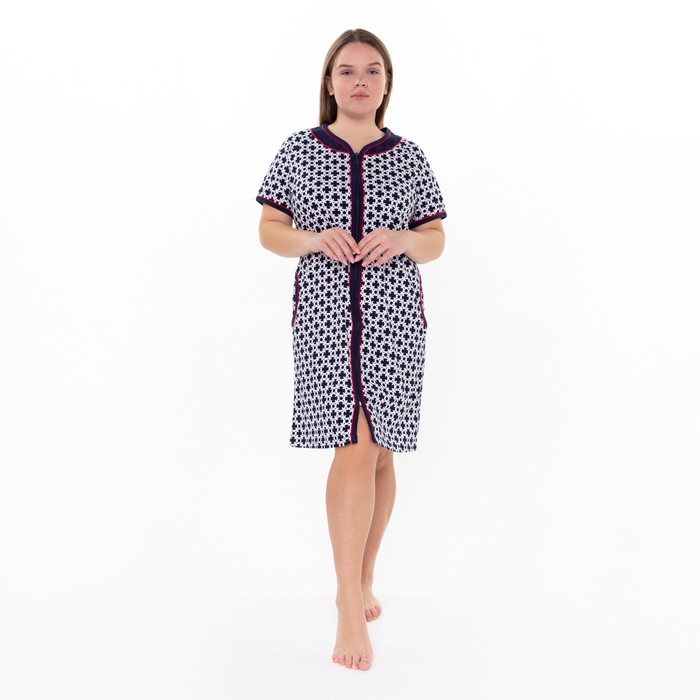 Халат женский на молнии № 428 цвет синий, р-р 50