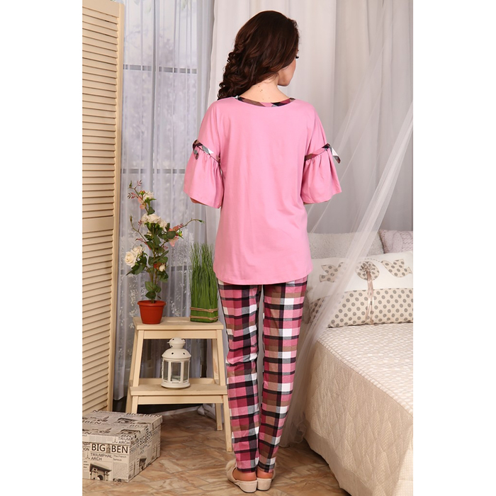 Комплект женский (туника, брюки) № 581 цвет розовый, р-р 54