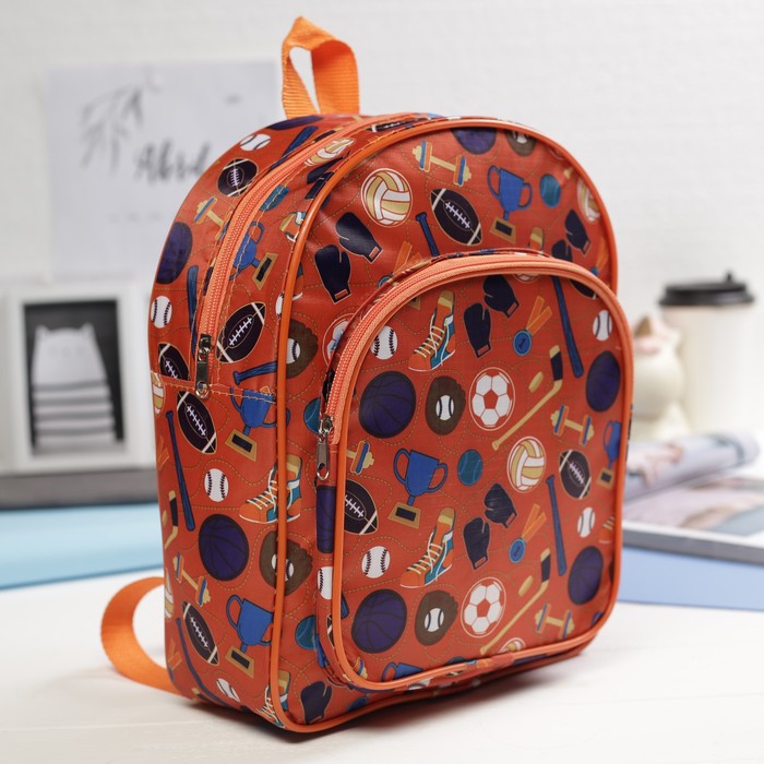 Рюкзак детский "Мячи", 1 отдел на молнии, наружный карман, цвет оранжевый