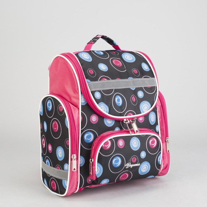 Рюкзак школьный "Пузыри", 1 отдел на молнии, 3 наружных кармана, цвет розовый