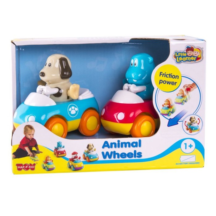 Зверушки на колёсиках "Щенок и бегемотик", 2 шт.