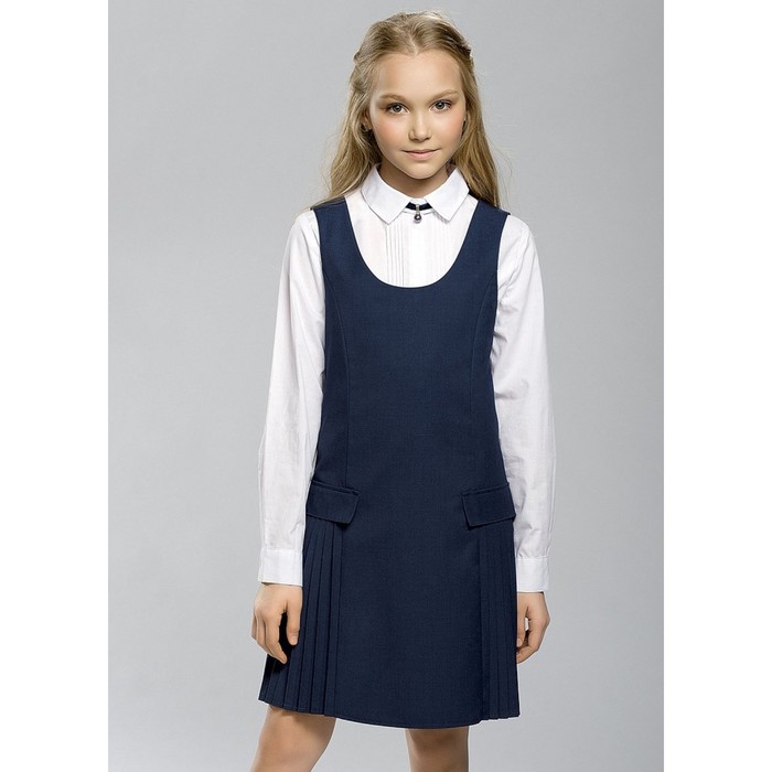 Платье для девочки, рост 140 см, цвет синий