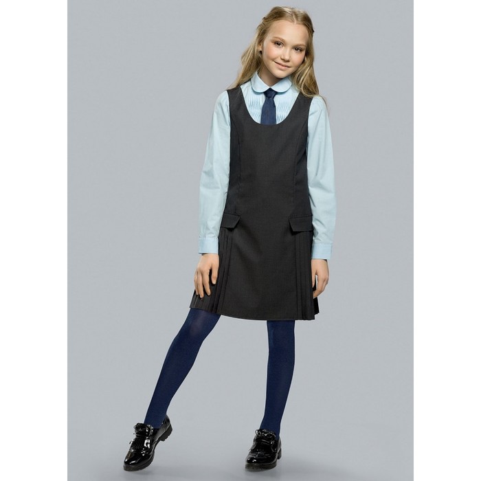 Платье для девочки, рост 146 см, цвет серый