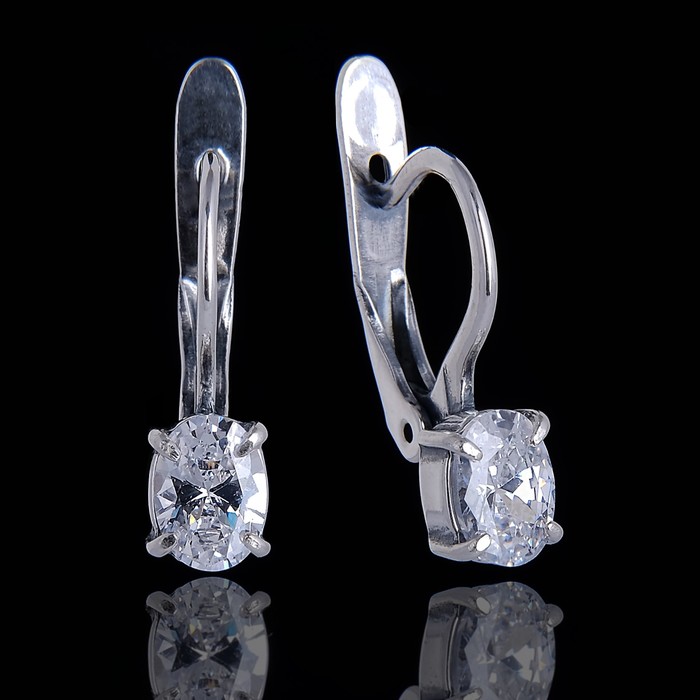 Серьги "Лас", цвет белый в чернёном серебре